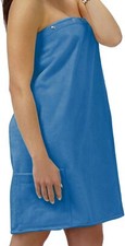 Saunakilt Damen blau, Saunatuch FUN mit Druckknöpfen und Tasche ca. 70x140cm