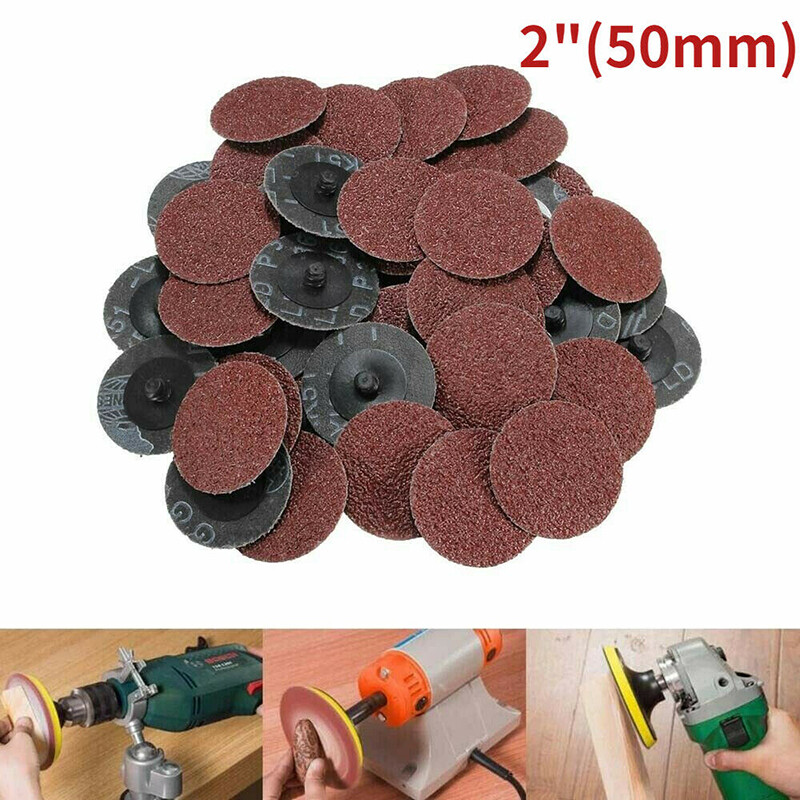 50Pcs 2" 50mm Type R Roll Lock Quick Change Discs Die Grinder Sanding