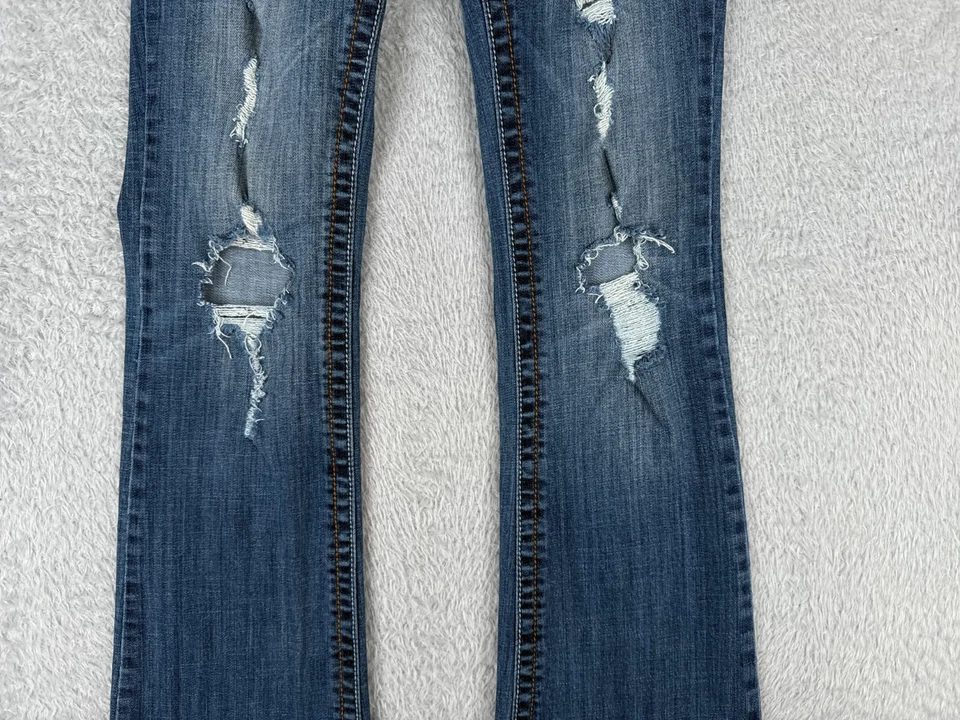 Decree 牛仔女式 7 蓝色牛仔靴型棉混纺仿旧棉 27x30 — 第 3/4 张图片