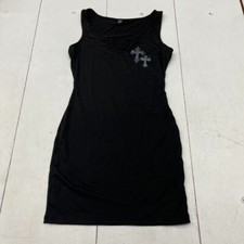 Shein Black Cross Rhinestone Design Sleeveless V-Neck Dress Women's Size M NEW