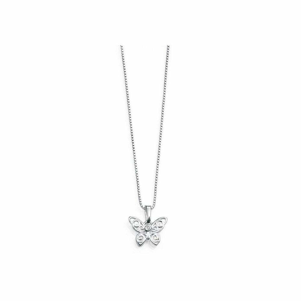 D for Diamond Sterling Silver Butterfly Childrens Necklace P3567