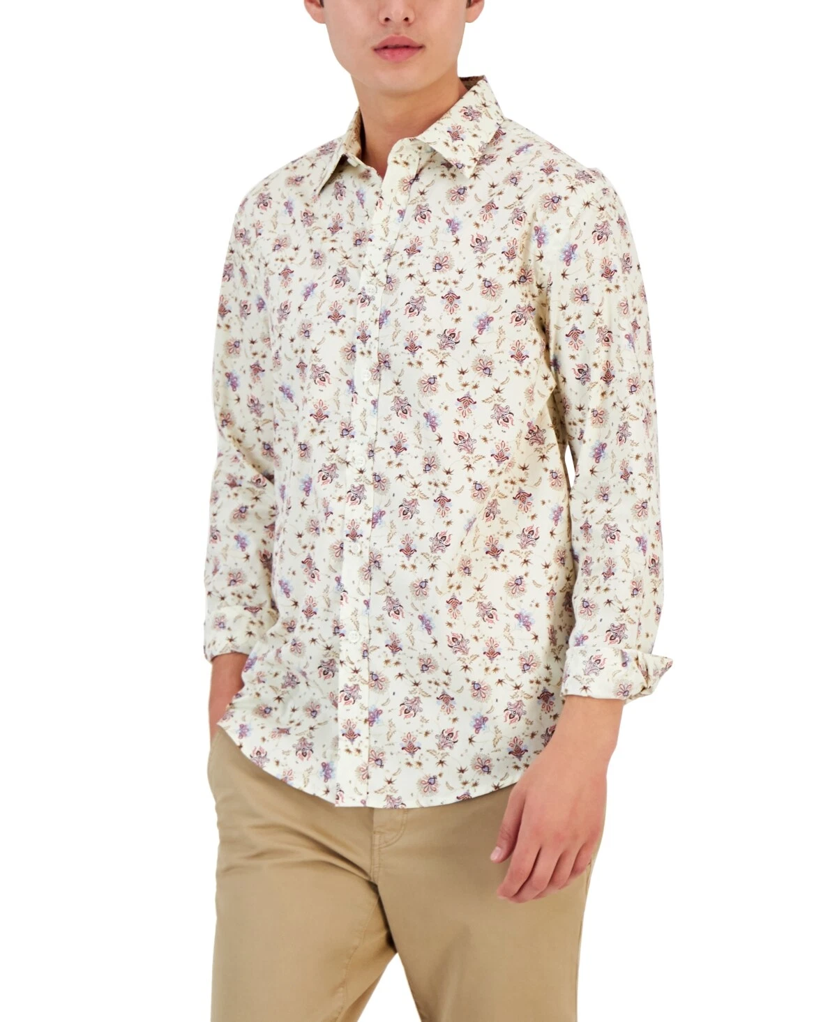 MSRP$59 Club Room Men's Monan Floral Shirt cotton LARGE L