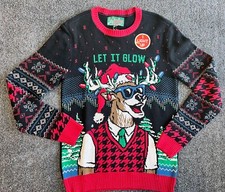 Ugly Christmas Sweater NEW Rudolph Reindeer Cotton/acrylic Light Up Size M C-6