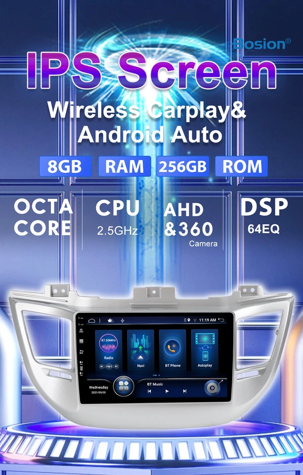 FÜR HYUNDAI TUCSON 2015-2018 ANDROID 14 AUTORADIO CARPLAY NAVI GPS 8GB+256GB AHD - Bild 3 von 4