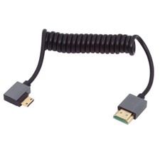 Mini HDMI 2.1 Male to HDMI Male 8K 60hz Stretch Coiled Cable 100cm for HDTV