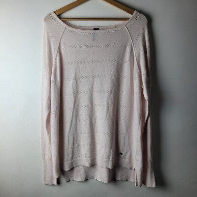 Sweaty Betty Damen Gr. XS Rosa Leinen Baumwolle Strick Long Line Pullover Base Freizeit