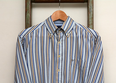 Baileys and Giodarno blau weiß senf gestreiftes Herren Hemd Gr. Medium 40-42  