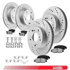 Front & Rear Drilled Disc Rotors Ceramic Brake Pads for 2012 Honda Civic 1.8L