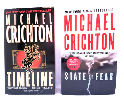2 Paperback Michael Crichton Novels: Timeline & State of Fear