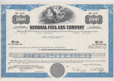 National Fuel Gas Company Bond Stock Certificate