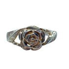 Vintage Sterling Silver 3D Rose Etched Ring Size 9 Signed NV Floral