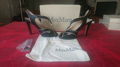 Schuhe Sandalen Max Mara Leder Gr. 40 Made In Italy Echtleder 