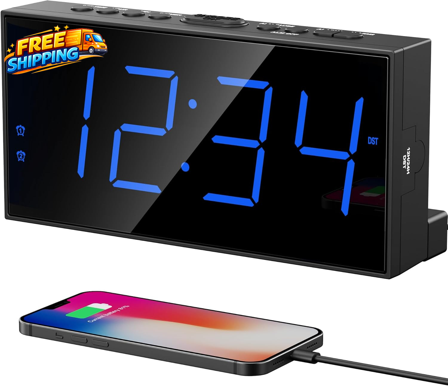 Digital Dual Alarm Clocks for Bedrooms Large Big Numbers Display Electric Alarm