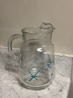 Vintage Heavy Anchor Hocking Salem North Star Atomic Starburst Turquoise Pitcher