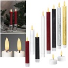 2er Set LED Stab-Kerze "3D FLAMME" Echt-Wachs-Mantel mit TIMER flackernd Tafel