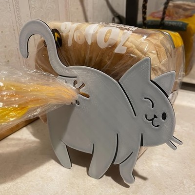 Brotklammer grau Katze Hintern   wiederverwendbare Snacktasche zum Binden   süß & funktional   UK  