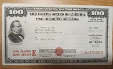 May 1945 Series E $100 United States War Savings Bond C 104 972 004 E