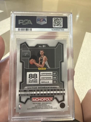 Panini 2023-24 Prizm Monopoly Victor Wembanyama #81 Rookie PSA 10 Spurs🔥🔥