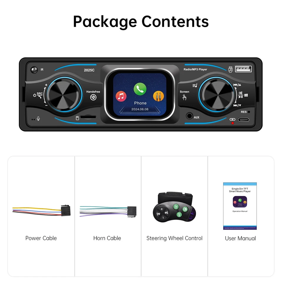 Single 1DIN Car Stereo Radio Bluetooth FM/USB/AUX MP3 Player In-dash TouchScreen - Image 2 of 4