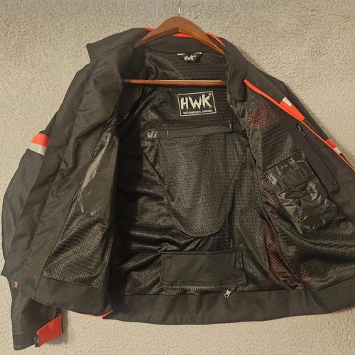 HWK Motorsports Mens Mesh Motorcycle Jacket Armored Black Red Riding Gear Small image 3