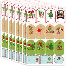 GRINCH Stickers Gift Tags, Labels & Decorations for Christmas Gifts Xmas