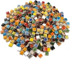 784 Pieces Colorful Tiny Square Ceramic Mosaic Tiles for Crafts Glazed Porcelain