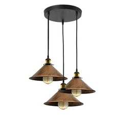 Vintage 3 Way Metal Shade Pendant Light Ceiling Lamp Fixture Hanging Lighting