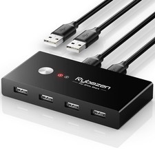 USB Switcher 2 Computers, USB Switch 2 PC Sharing 4 USB Devices, 2 in 4 Out w...