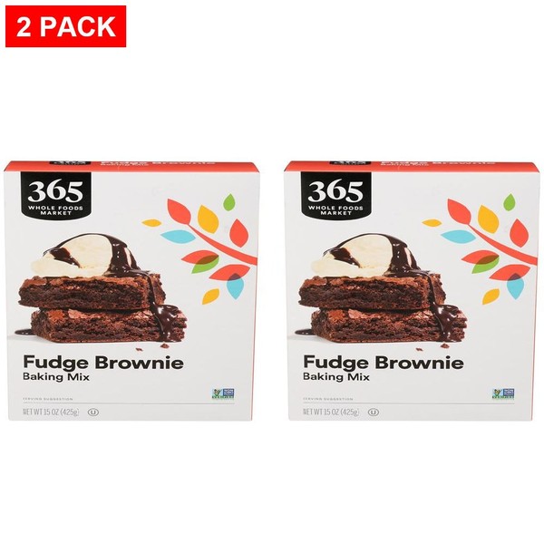 Whole Foods Market, mezcla de brownie chocolate dulce de azúcar, 15 onzas - paquete de 2
