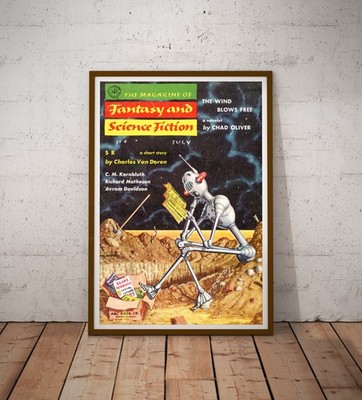 1957 Sci-Fi Robot Magazine Cover Poster: Mid-Century Space Art