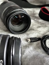 Canon EOS Rebel Digital SLR Camera Kit Black Two Zoom Lenses Charger USB Bag