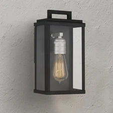 Eva Outdoor Lantern - 1-Light Exterior Wall Fixture with Clear Glass Shade, Matt