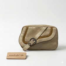 Borsa pochette Dior Gaucho beige marrone pelle glitter vintage epoca John...