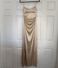 Vintage City Triangles Dress 28  90  s Y2K Maxi Gown Gold Glitter Fairy Goth Prom