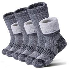 Kids Merino Wool Hiking Socks Boys Girls 8-12 Years 3 Pairs Hiking Socks Black