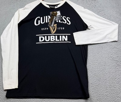 Guinness Dublin T Shirt Mens M Black White Raglan Official Merch Made Ireland