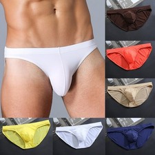 Mens Ice Silk Briefs Seamless Underwear Bulge Pouch Underpants Panties Knickers