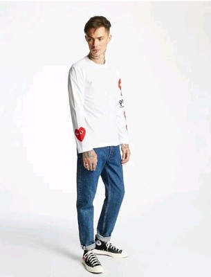 Authentic COMME DES GARCONS PLAY Printed LONG SLEEVES LOGO T-SHIRT