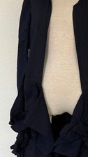 USED COMME DES GARCONS POLY-SHRUNK NAVY RUFFLED COLLARLESS JACKET VERYGOOD