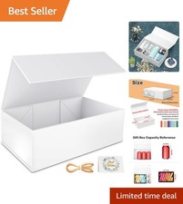 Collapsible White Gift Box 9.5x6x3'' - Perfect for Weddings, Birthdays, and more