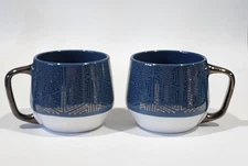 Threshold Gold Geometric Shapes Blue White Stoneware Coffee Mug 20 oz Set of 2