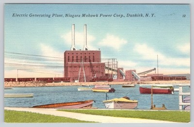 Dunkirk NY Postcard Electric Generating Plant Niagara Mohawk Power Corp Linen