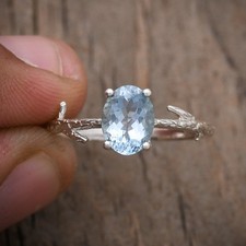 Aquamarine Ring, 925 Sterling Silver, Promise Ring, Anniversary Gift Ring