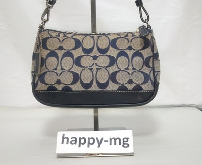 Coach 6094 Signature Demi mini Pouch Bag Canvas Leather Black Used