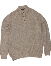 IZOD Mens Button Neck Jumper Sweater XL Grey Cotton DB46