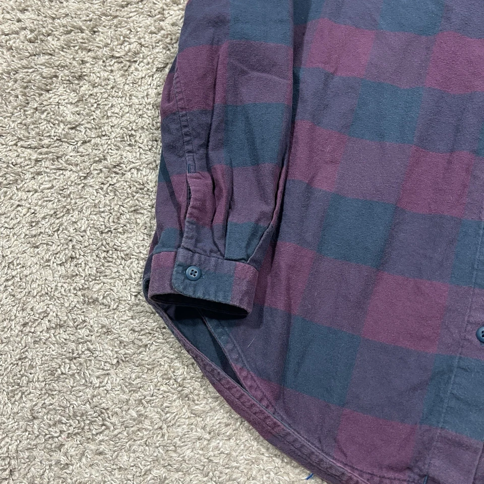 Camisa de franela Lululemon para mujer 8 día completo por delante a cuadros abotonados púrpura azul Foto 3 de 4