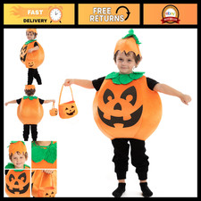 Halloween Pumpkin Costume for Kids - Toddler Dress Up Outfit with Basket, Party