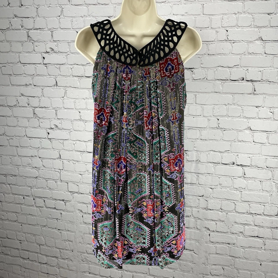 Vestido Moulinette Soeurs Estampado Terciopelo Dorado Plisado Corto Forrado Talla Mediana M Foto 2 de 4