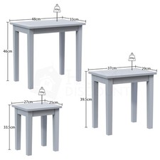 Wooden Nest of Tables 3 Piece Table Set Coffee Side Living Room Furniture