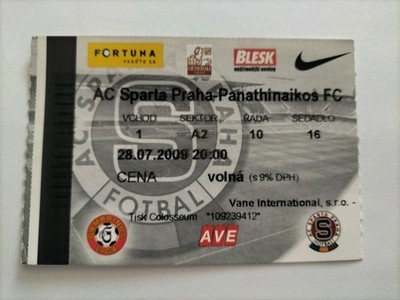 Sammler Ticket EC 09/10 Sparta Praha - Panathinaikos Athens 